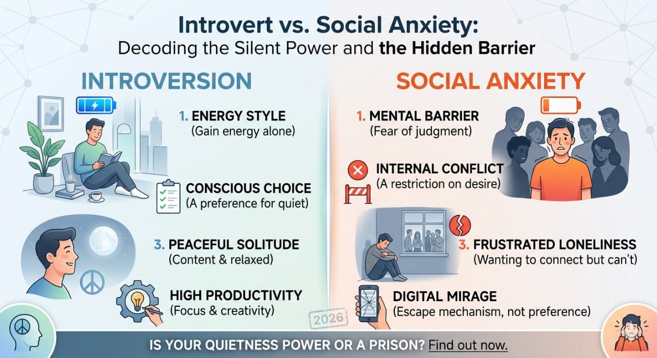 Introvert vs. Social Anxiety: Decoding the Silent Power and the Hidden Barrier